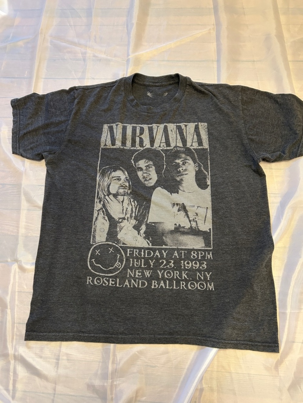 Vintage NIRVANA Charcoal Band Photo Tee - White Print